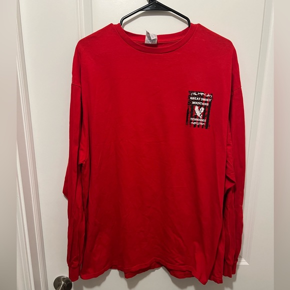 Tennessee Great Smoky Mountains Long Sleeve Red Tee Shirt Crewneck SizeXL Cotton - Picture 2 of 4